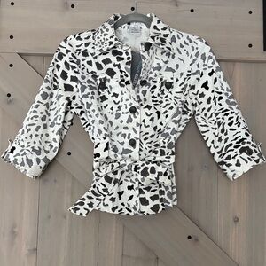 Carole Little Black and White Animal Print Blazer
